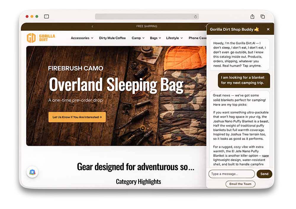 Chat widget on a WooCommerce storefront