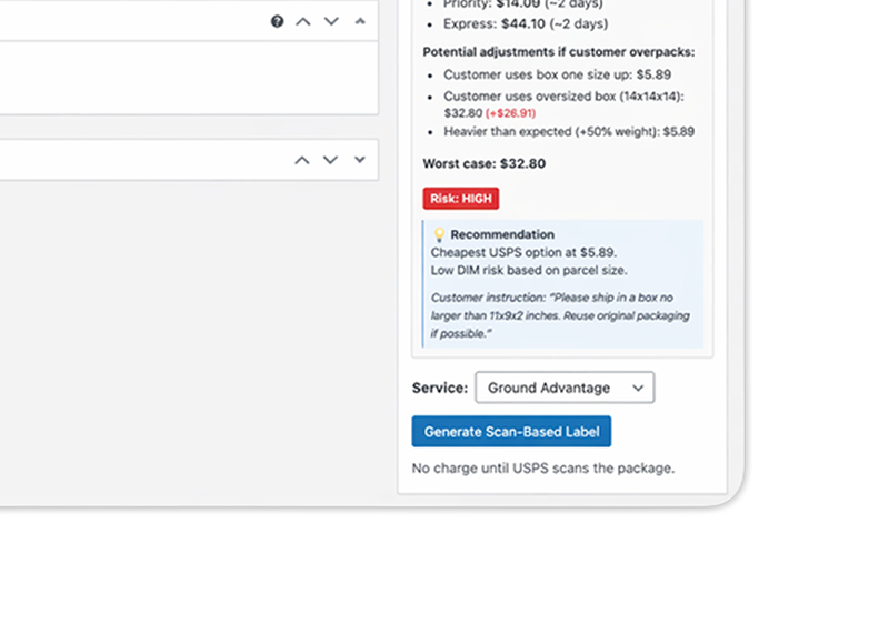 Automated customer email with return label attached